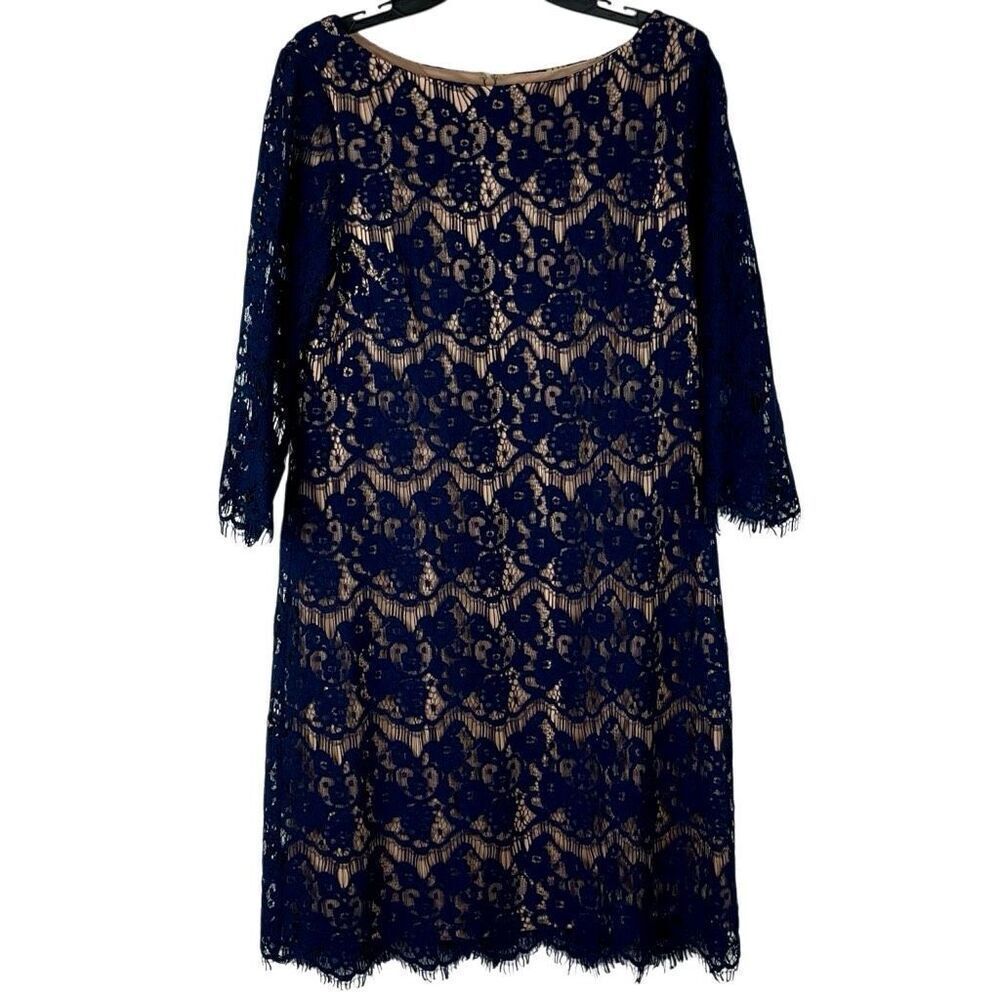 New! NWT Jessica Howard Blue Chiffon 3/4 Sleeve Party Cocktail Dress 14